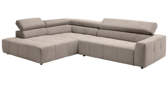 ECKSOFA Sandfarben Feincord  - Sandfarben/Schwarz, KONVENTIONELL, Kunststoff/Textil (219/311cm) - Hom`in