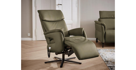 RELAXSESSEL in Leder Olivgrün  - Schwarz/Olivgrün, Design, Leder/Metall (70/117/85cm) - Dieter Knoll
