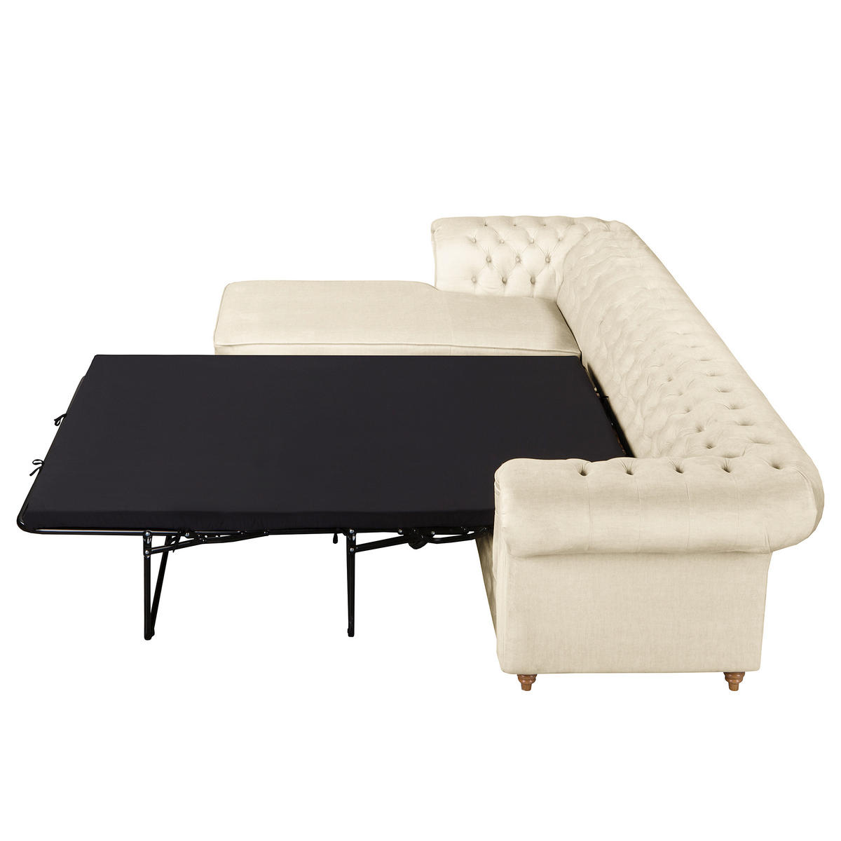 ECKSOFA Laura in Mikrofaser Creme  182/284 cm  - Creme/Braun, Design, Holz/Textil (182/284cm) - P & B