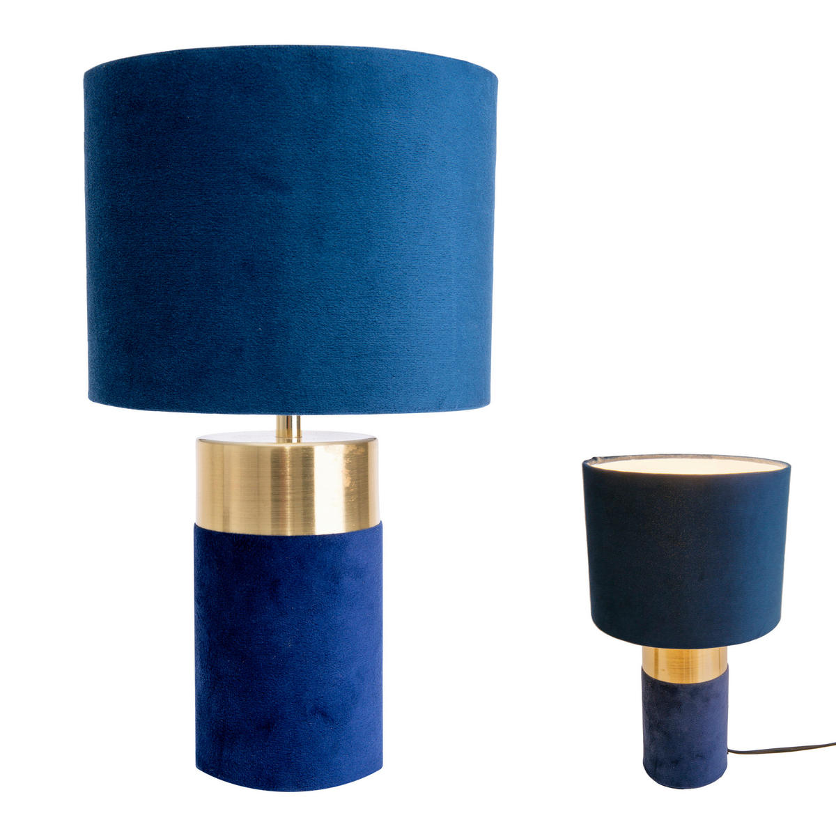 TISCHLEUCHTE 18/32 cm   - Blau/Goldfarben, Basics, Textil/Metall (18/32cm) - Näve