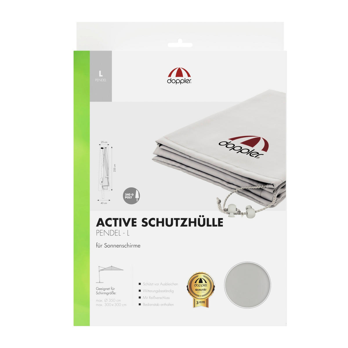 SCHIRMHÜLLE - Hellgrau, Basics, Textil (235/40/25cm) - Doppler