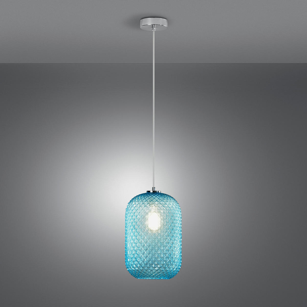 HÄNGELEUCHTE 20/150 cm  - Chromfarben/Hellblau, LIFESTYLE, Glas/Metall (20/150cm)