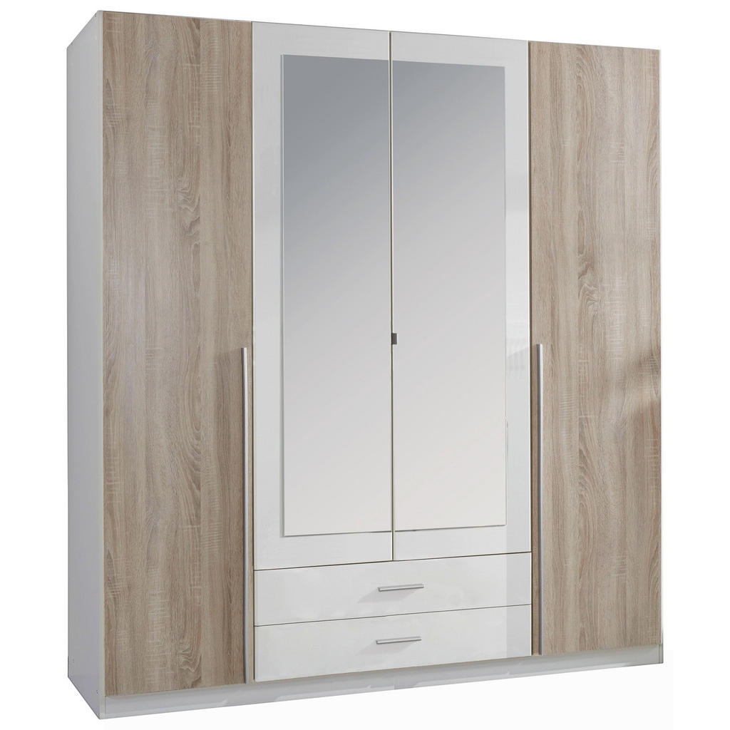 Drehtürenschrank In Eichefarben, Weiß Drehtürenschrank In Eichefarben, Weiß