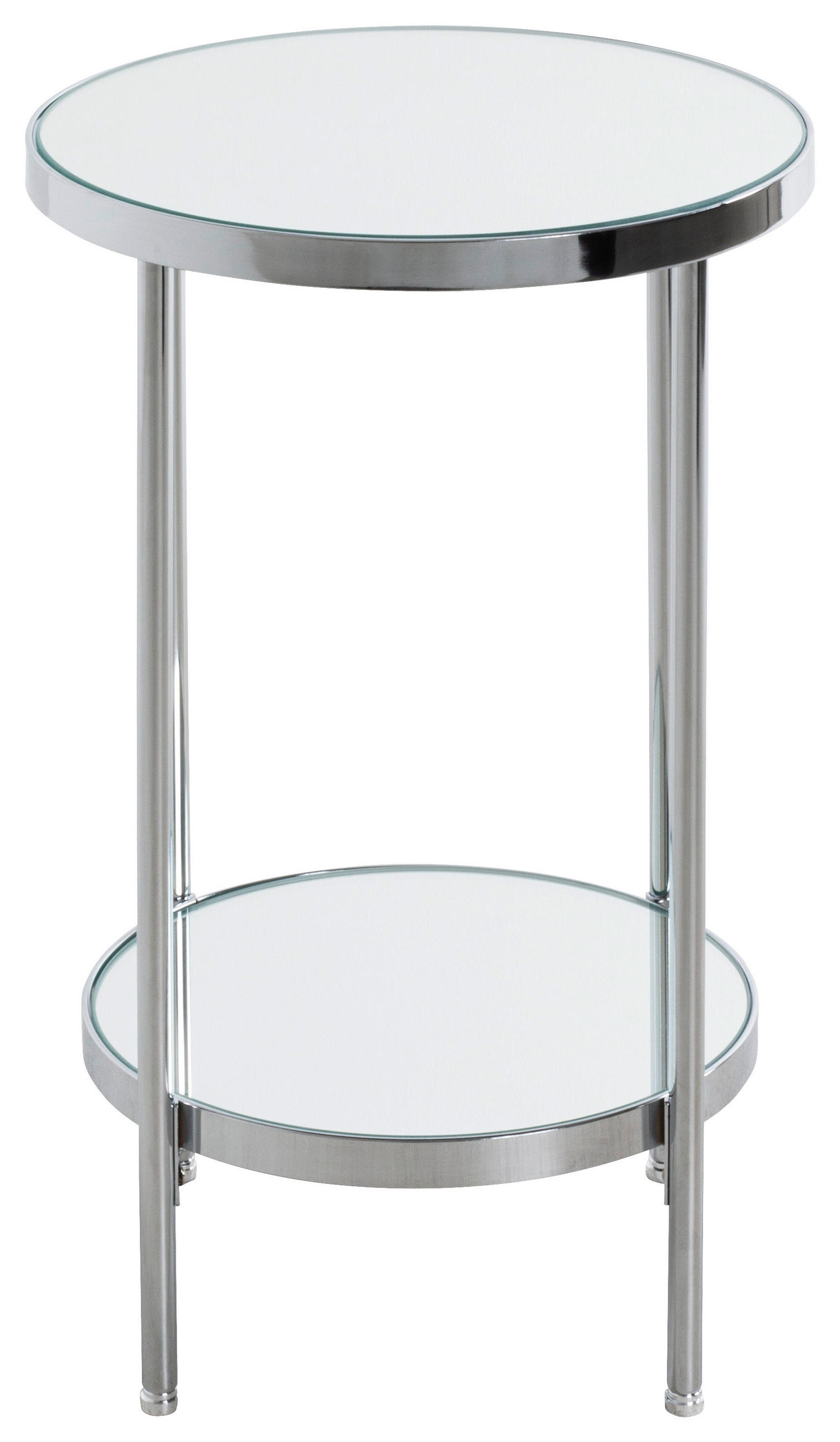 BEISTELLTISCH 28/28/46 cm Chromfarben rund  - Chromfarben, Trend, Glas/Metall (28/28/46cm)
