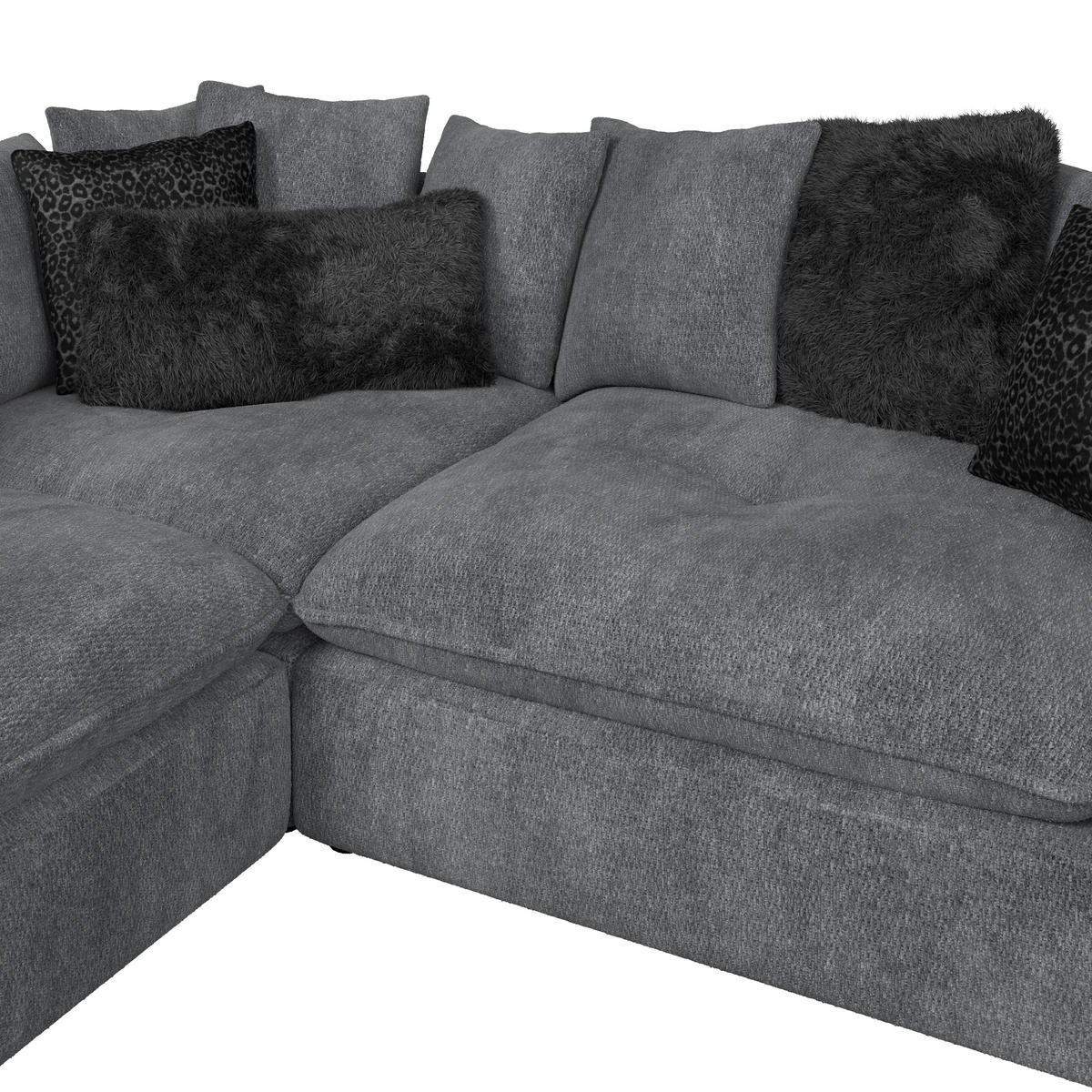 ECKSOFA Anthrazit  - Anthrazit/Schwarz, Trend, Textil (278/278cm) - MID.YOU