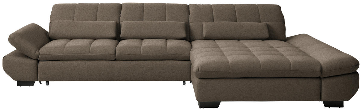 ECKSOFA  in Flachgewebe Braun  341/204 cm  - Schwarz/Braun, Design, Textil/Metall (341/204cm) - Xora