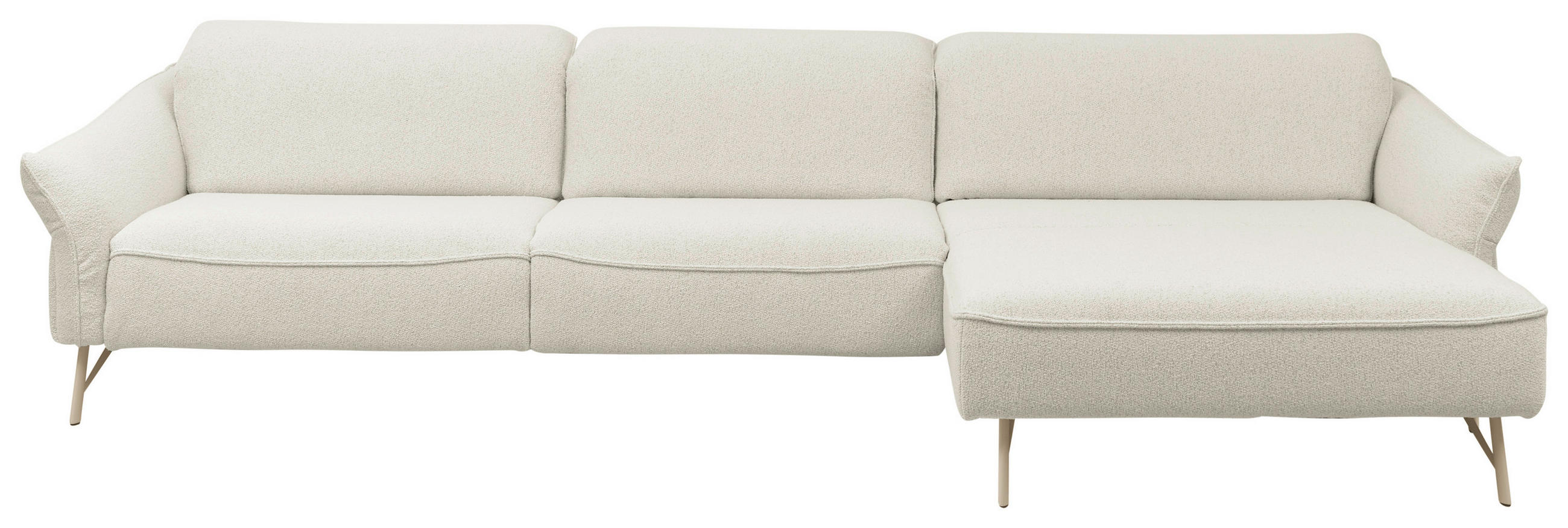 ECKSOFA Creme Chenille Rücken echt  - Beige/Creme, Design, Textil/Metall (329/165cm) - Johann Jakob