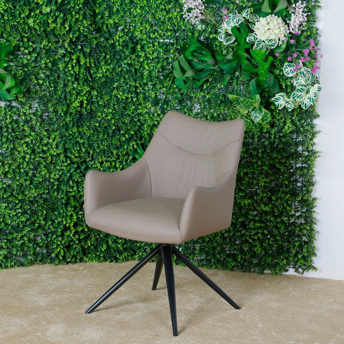 NASLANJAČ, kovina, usnje črna, rjavosiva  - rjavosiva/črna, Moderno, kovina/usnje (57/86,5cm) - Novel