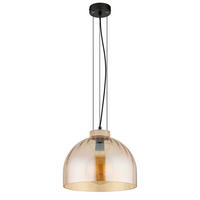 HÄNGELEUCHTE Swanson 30/120 cm  - Bernsteinfarben/Schwarz, Design, Glas/Holz (30/120cm) - Globo