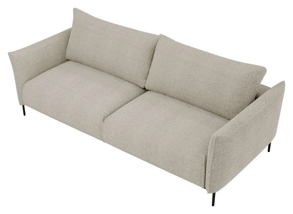 SOFA in Chenille Creme  - Creme/Schwarz, Design, Textil/Metall (223/96/95cm) - Livetastic