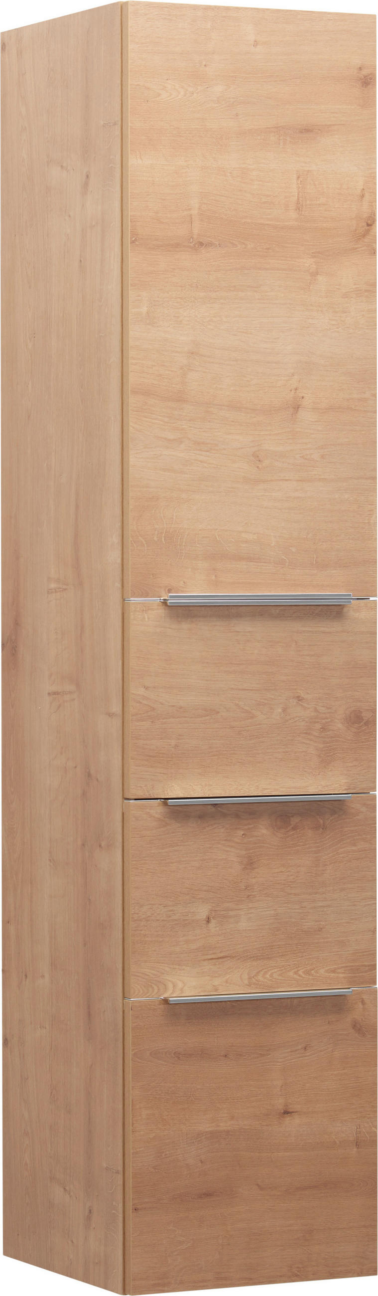 HOCHSCHRANK 35/162,5/37 cm  - Eichefarben/Alufarben, KONVENTIONELL, Glas/Holzwerkstoff (35/162,5/37cm) - Novel