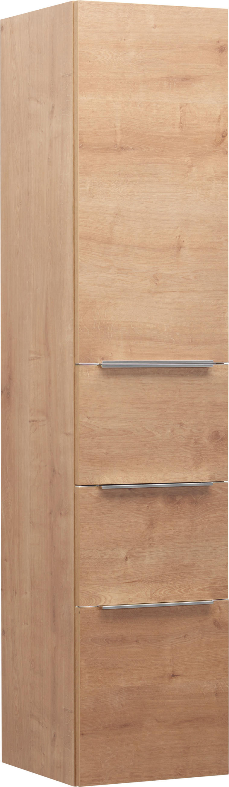 HOCHSCHRANK 35/162,5/37 cm  - Eichefarben/Alufarben, KONVENTIONELL, Glas/Holzwerkstoff (35/162,5/37cm) - Novel