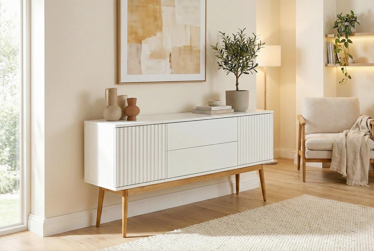 SIDEBOARD  150/75/39,6 cm 2 Schublade(n)  - Eichefarben/Weiß, MODERN, Holz/Holzwerkstoff (150/75/39,6cm) - MID.YOU