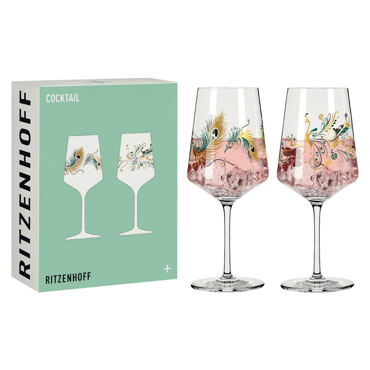 GLÄSERSET Cocktail 2-teilig  - Transparent/Goldfarben, Trend, Glas (9.3/22.5cm) - Ritzenhoff