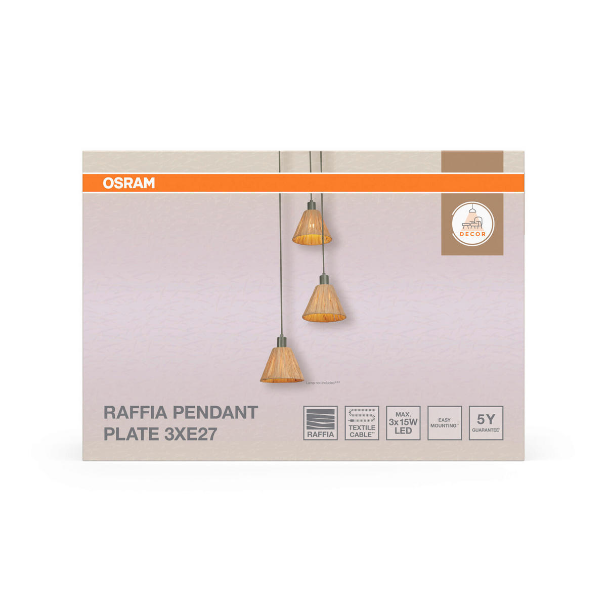 HÄNGELEUCHTE 43/125 cm  - Natur, Naturmaterialien/Metall (43/125cm) - Osram
