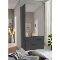 FALTTÜRENSCHRANK  in Graphitfarben  - Schwarz/Graphitfarben, Design, Glas/Holzwerkstoff (100/216/58cm) - Boxxx