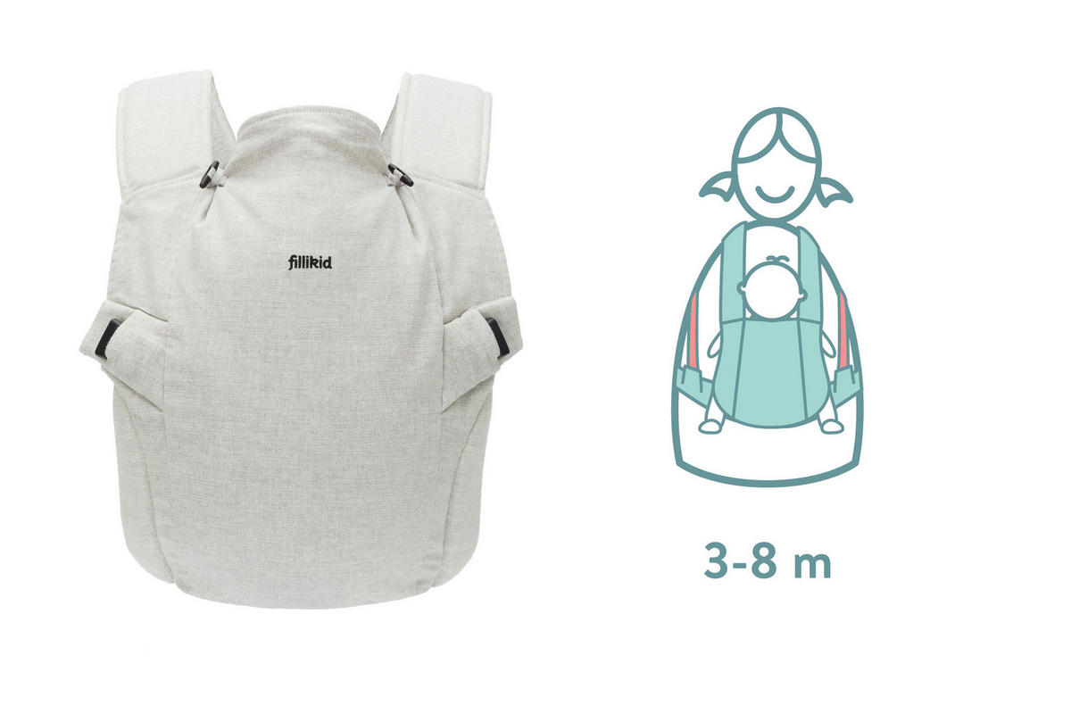 BABYTRAGE Natural  - Hellgrau, Basics, Textil (37/34cm) - Fillikid