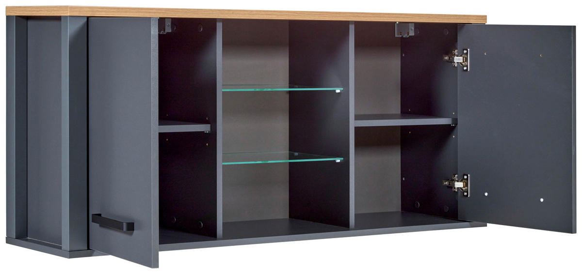 HÄNGESCHRANK 130,3/57,5/33 cm  - Anthrazit/Schwarz, MODERN, Glas/Holzwerkstoff (130,3/57,5/33cm) - home24