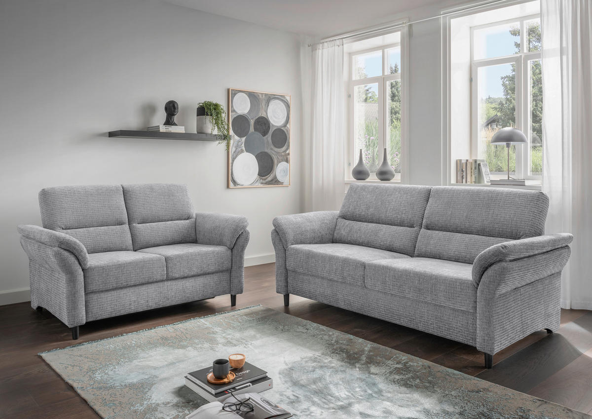 3-SITZER-SOFA in Mikrofaser Grau  - Schwarz/Grau, Modern, Holz/Textil (192/90/89cm) - Livetastic
