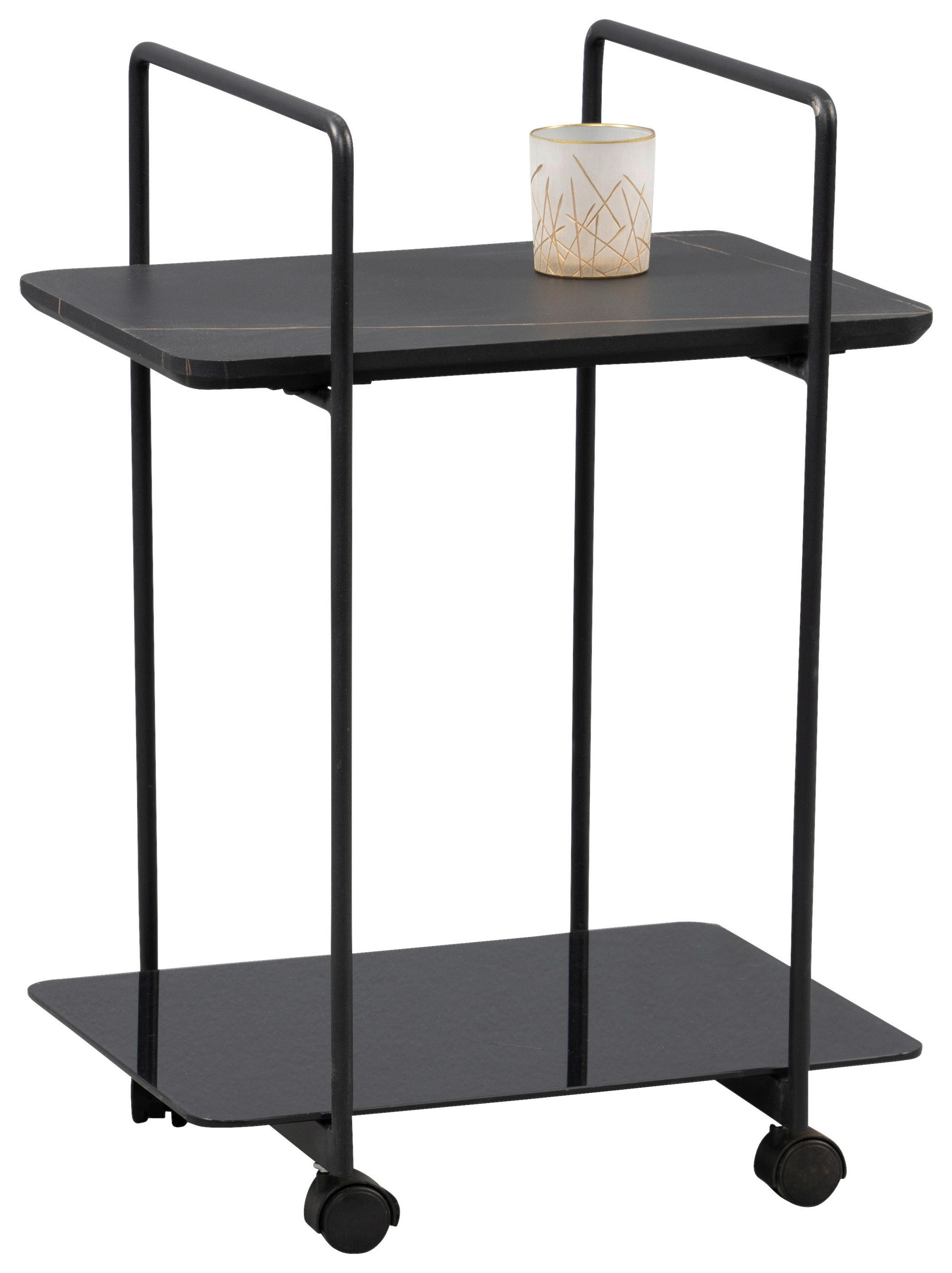 SERVIERWAGEN in Schwarz  - Schwarz, Basics, Glas/Holzwerkstoff (45/35/65cm)