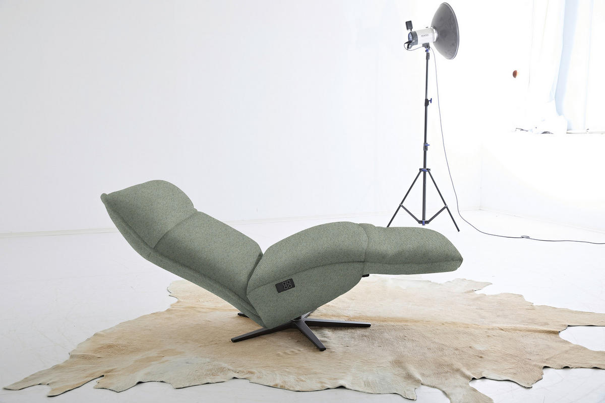 RELAXSESSEL in Textil Thymiangrün  - Thymiangrün/Schwarz, Modern, Textil/Metall (90/106/96cm) - Chilliano