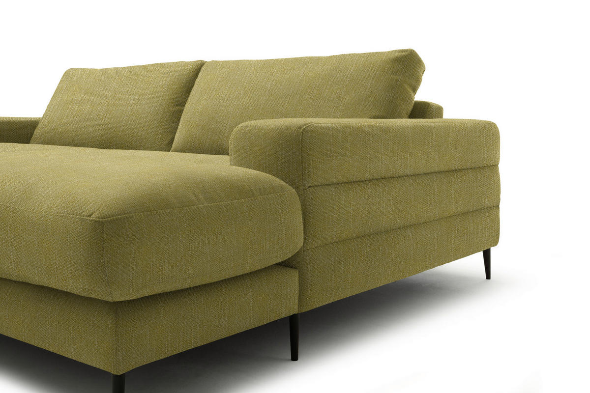 ECKSOFA in Flachgewebe Hellgrün  253/177 cm  - Schwarz/Hellgrün, Design, Textil/Metall (253/177cm) - Dieter Knoll