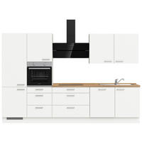 KÜCHENLEERBLOCK 330 cm   in Weiß, Eichefarben  - Edelstahlfarben/Eichefarben, MODERN, Holzwerkstoff/Metall (330cm) - Nobilia