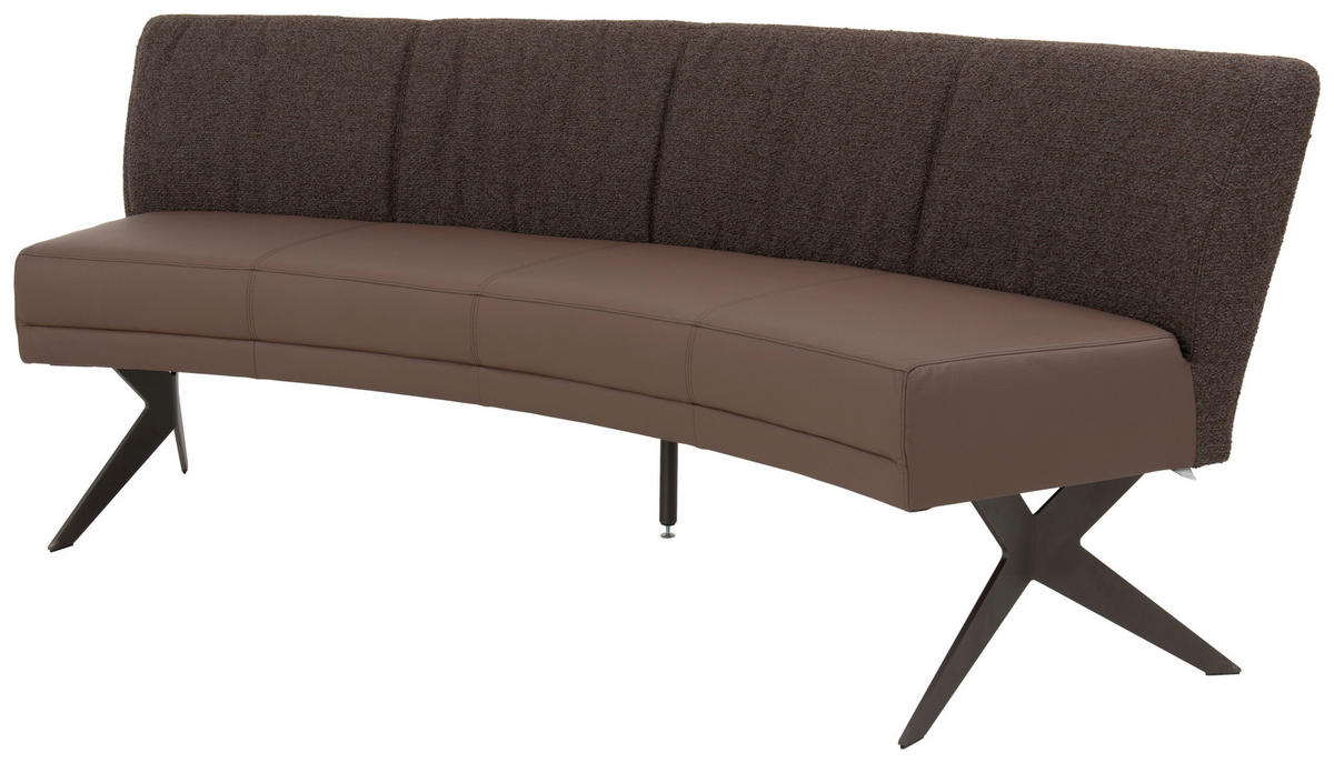 SITZBANK 220/90/67 cm beflockt Echtleder Hellbraun, Graubraun Metall  - Hellbraun/Dunkelbraun, Design, Leder/Textil (220/90/67cm) - Bert Plantagie