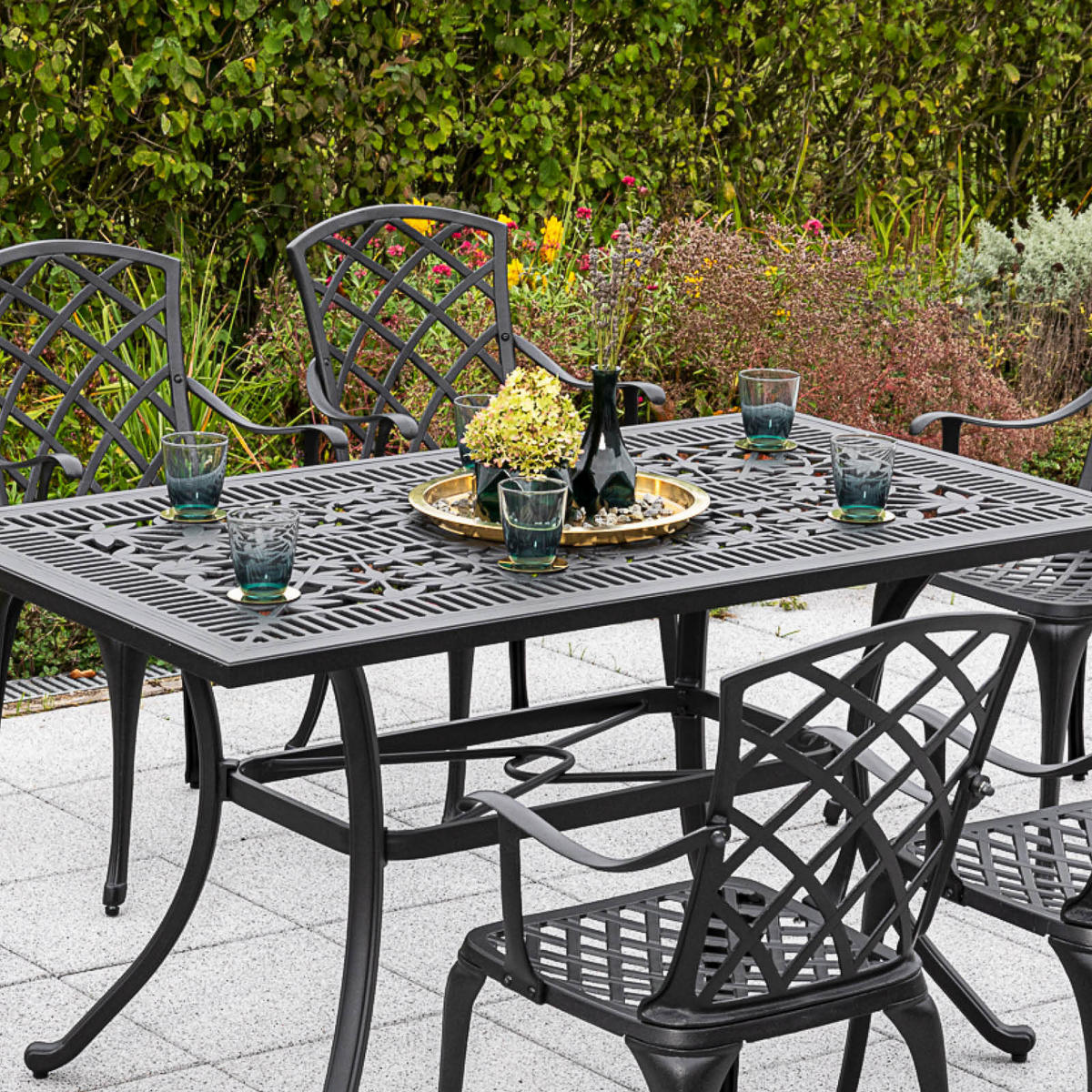 GARTENTISCH 140/80/73 cm Metall rechteckig  - Schwarz, KONVENTIONELL, Metall (140/80/73cm) - Gardenson