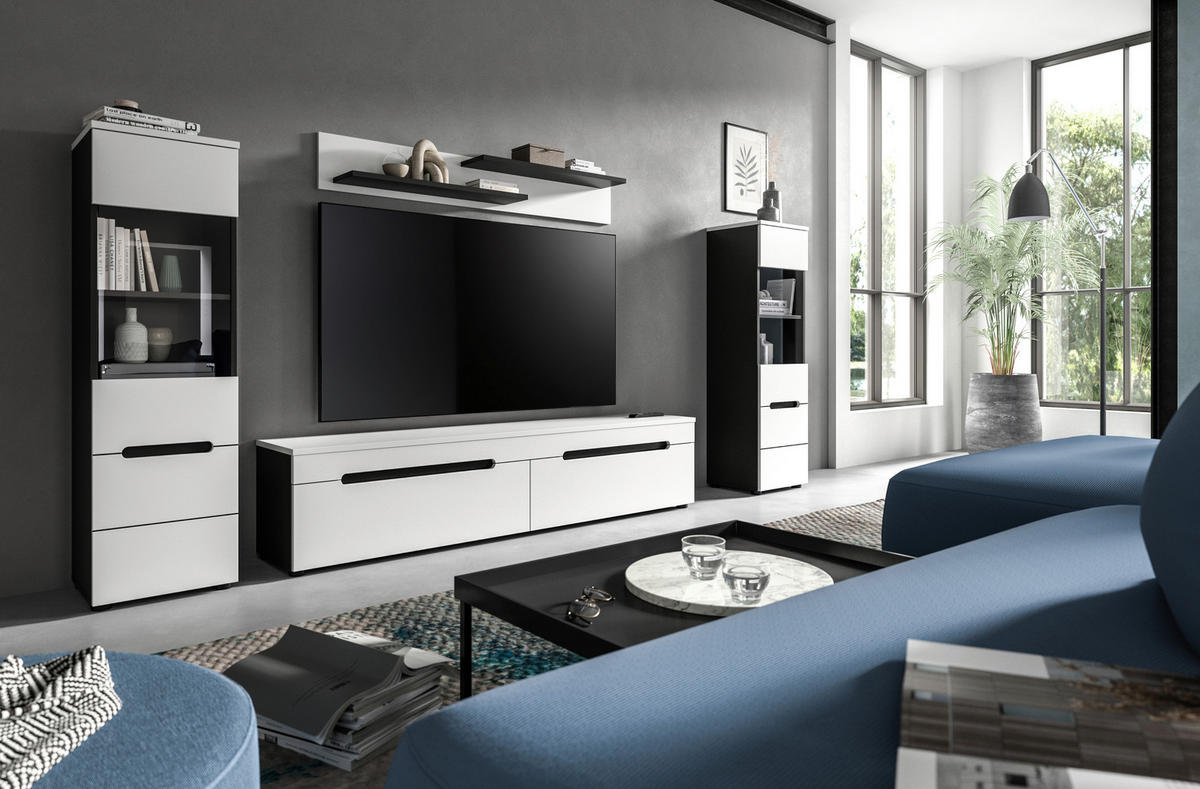 OBÝVACIA STENA biela - čierna/biela, Design, kompozitné drevo/plast (272/141/33cm) - Livetastic