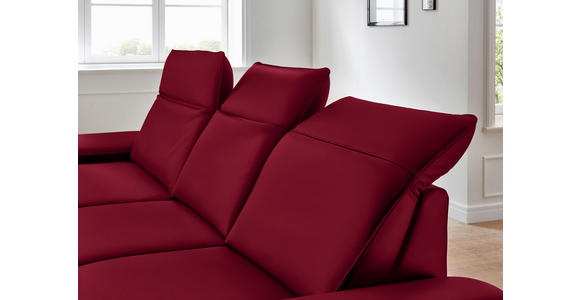 ECKSOFA in Echtleder Rot 193/328 cm - Rot/Schwarz, Design, Leder/Metall (193/328cm) - Dieter Knoll