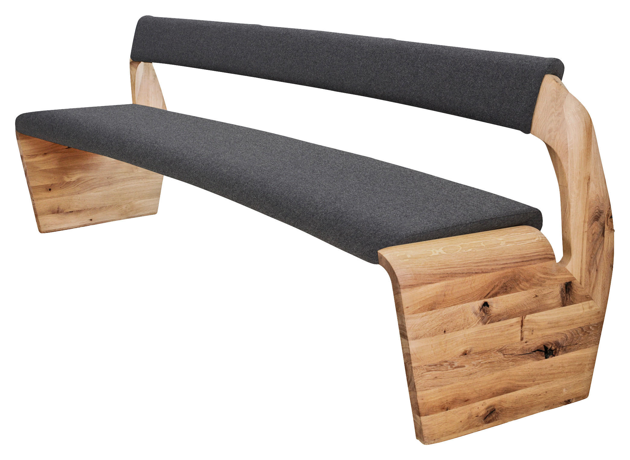 SITZBANK 227/84/69,6 cm Filz Grau, Eichefarben Altholz, Eiche massiv Holz  - Eichefarben/Grau, Design, Holz/Textil (227/84/69,6cm) - Voglauer