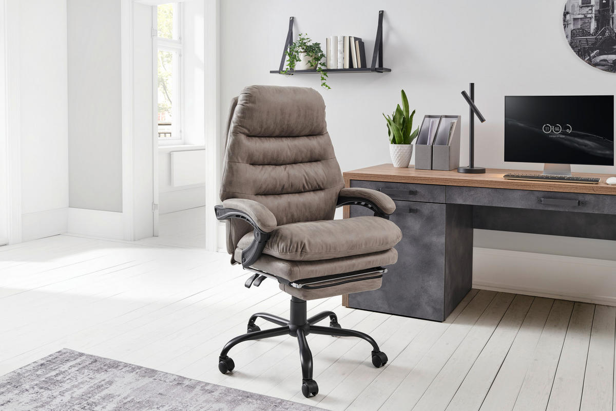 CHEFSESSEL  in Mikrofaser Grau, Schwarz  - Schwarz/Grau, Lifestyle, Kunststoff/Textil (66/126-134/59cm) - MID.YOU