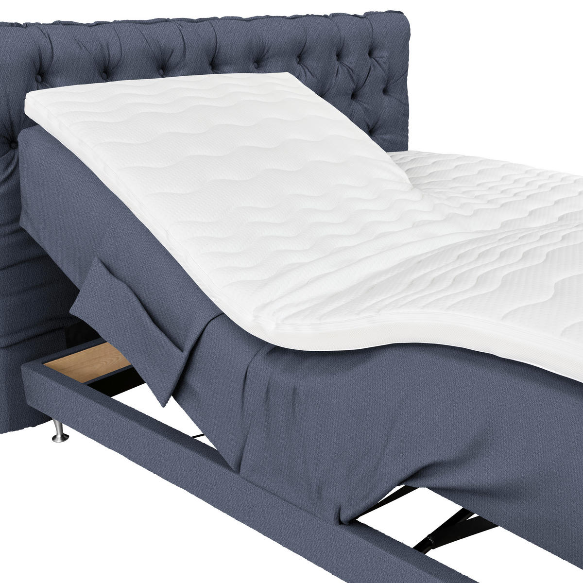 BOXSPRINGBETT 180/200 cm  in Blaugrau  - Blau/Silberfarben, Basics, Holzwerkstoff/Textil (180/200cm) - Welnova