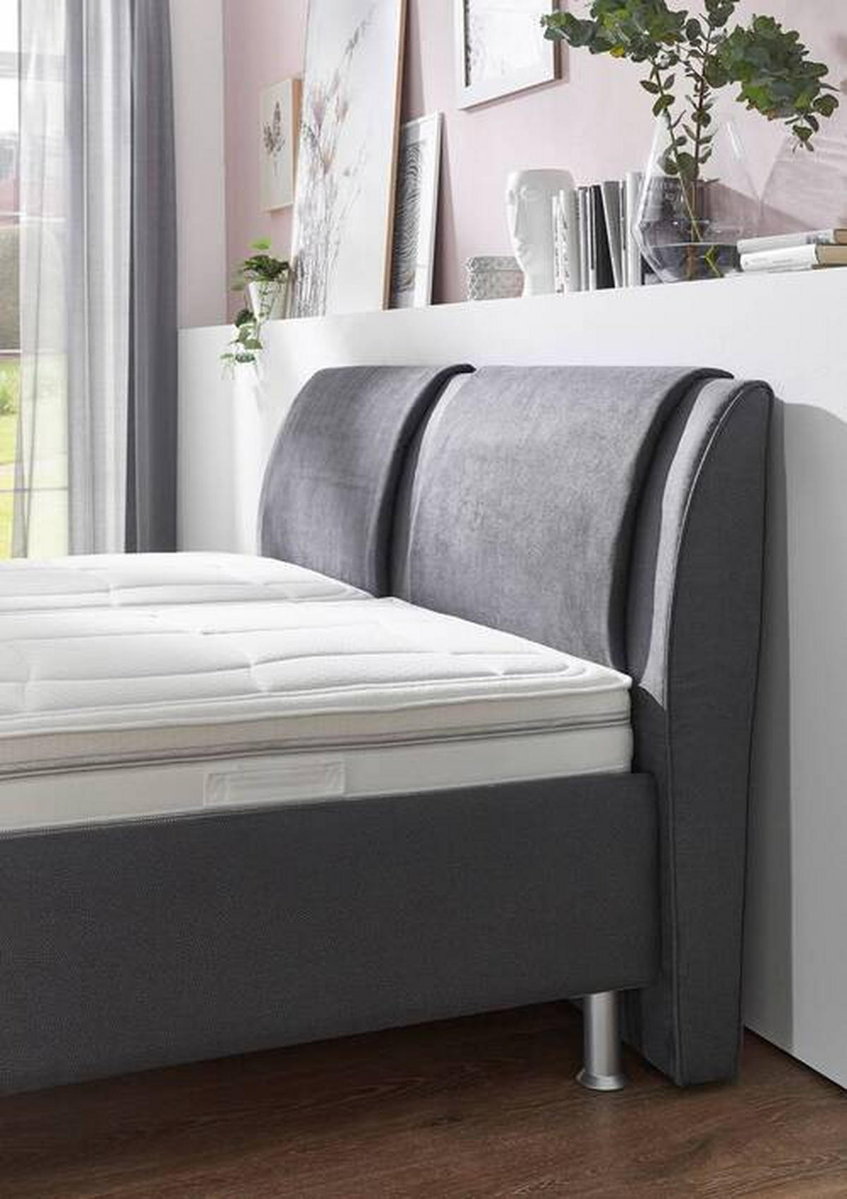 POLSTERBETT 160/200 cm  in Anthrazit, Grau  - Weiss/Anthrazit, Konventionell, Holz/Holzwerkstoff (160/200cm) - Beldomo - Sleep