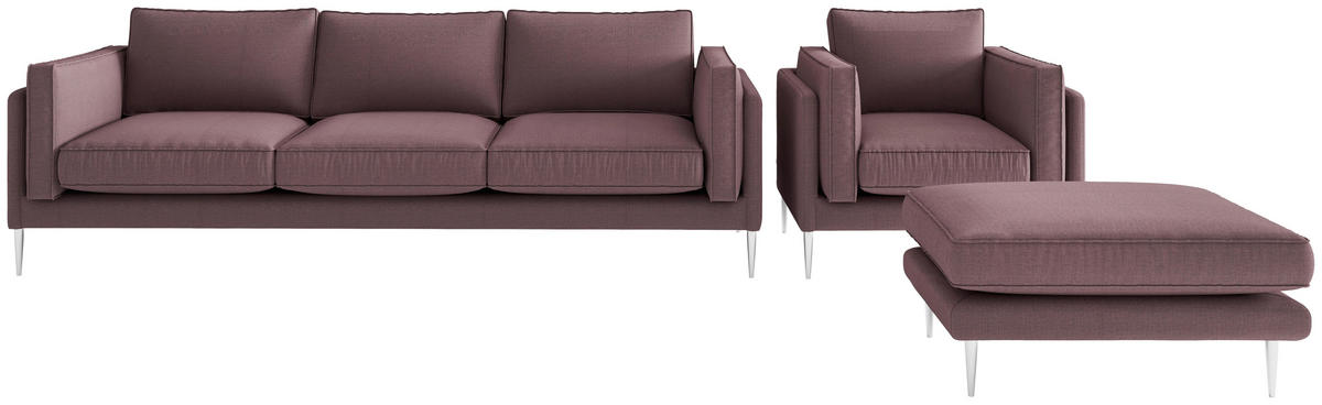 SITZGARNITUR Flachgewebe Rot  - Edelstahlfarben/Rot, Design, Textil/Metall - Livetastic