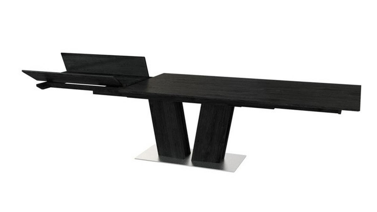 MATBORD 200-300/100/74 cm massivt trä, delar i massivt trä  trä utdragbar, finns i olika träslag rektangulär svart  - svart, Klassisk, trä (200-300/100/74cm) - Skovby