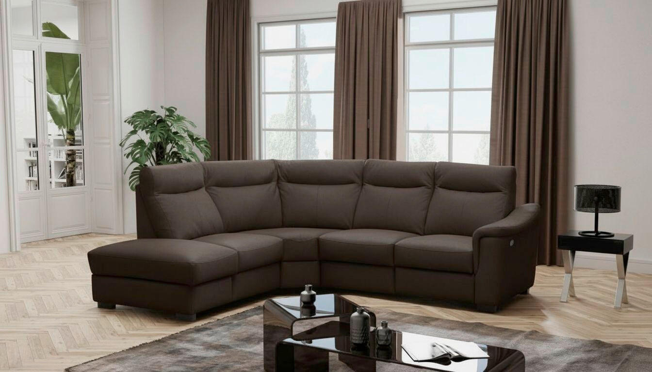 ECKSOFA Dunkelbraun Echtleder Lederlook Bettkasten, Rücken echt, Relaxfunktion  - Wengefarben/Dunkelbraun, Design, Leder/Holz (229/260cm) - Livetastic