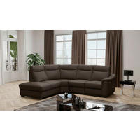 ECKSOFA Dunkelbraun Echtleder Lederlook Bettkasten, Rücken echt, Relaxfunktion  - Wengefarben/Dunkelbraun, Design, Leder/Holz (229/260cm) - Livetastic