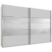 SCHWEBETÜRENSCHRANK  in Weiß  - Chromfarben/Weiß, KONVENTIONELL, Glas/Holzwerkstoff (250/217/67cm) - Voleo