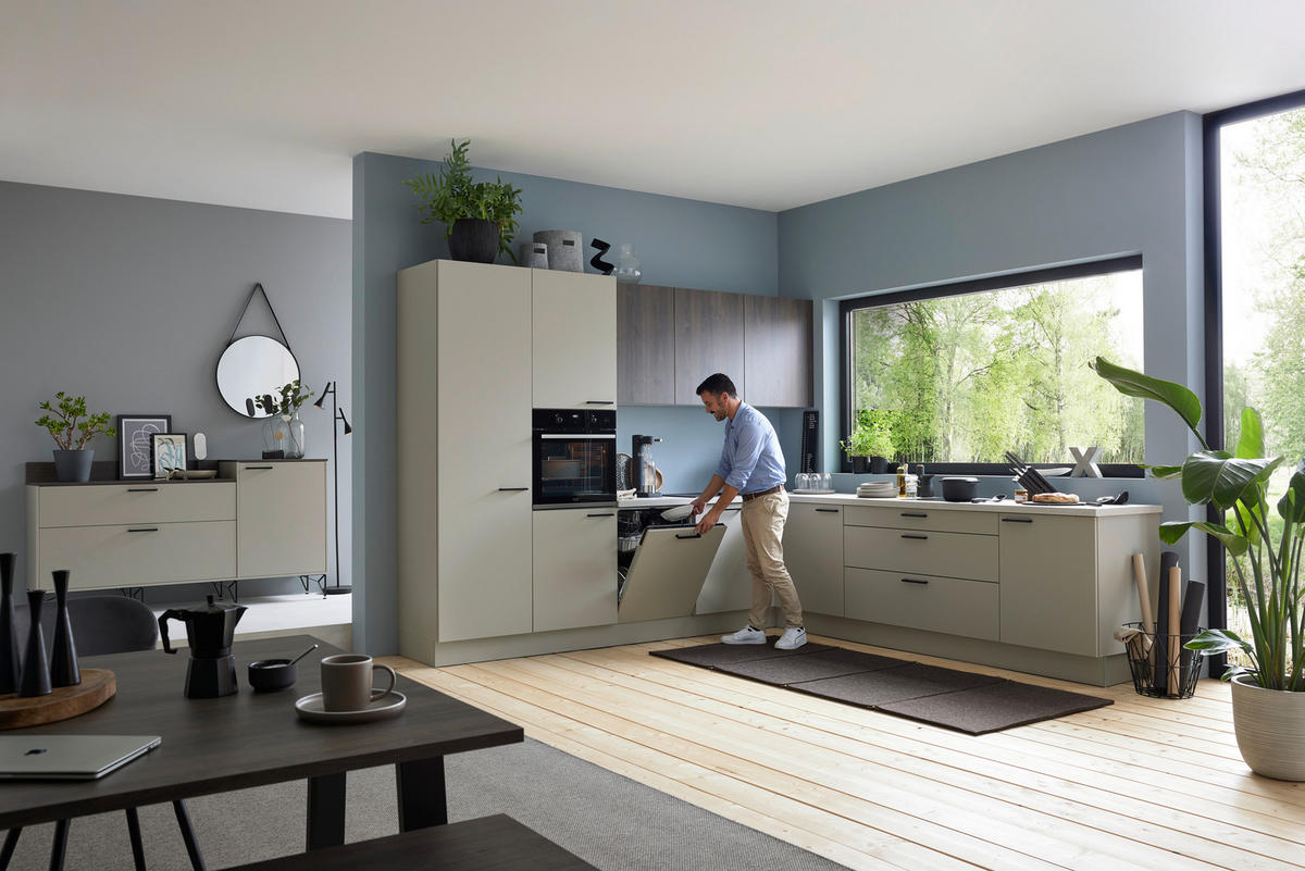 EINBAUKÜCHE   - Grau, Design, Holzwerkstoff - Novel