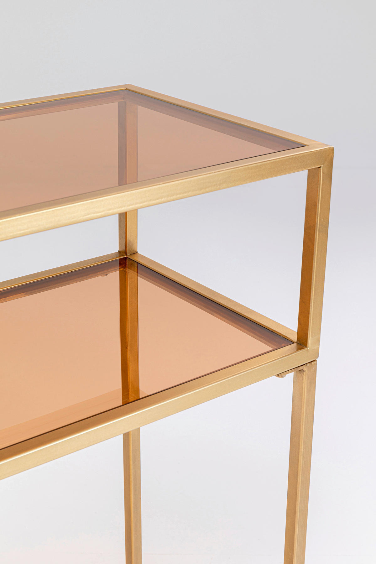 KONSOLENTISCH Goldfarben, Hellbraun  - Hellbraun/Goldfarben, Design, Glas/Metall (85/30/80cm) - Kare-Design