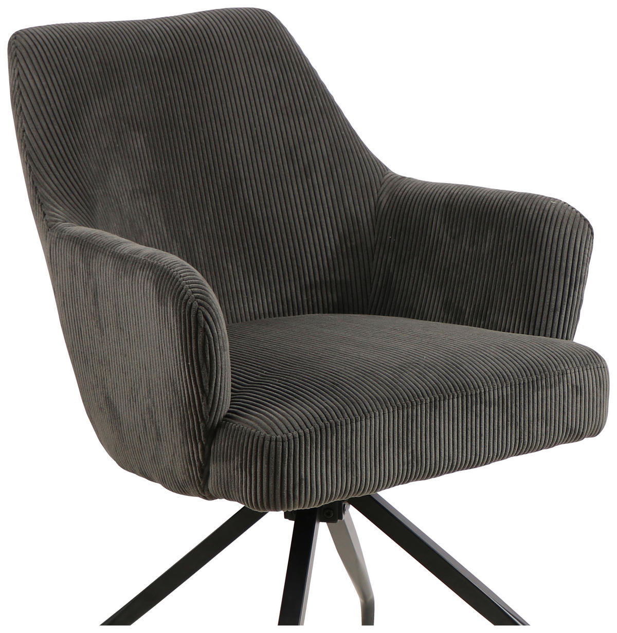 ARMLEHNSTUHL  in Eisen Cord  - Schwarz/Grau, MODERN, Holz/Textil (57/86/65cm) - MID.YOU