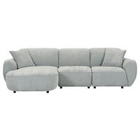 ECKSOFA Salbeigrün Flachgewebe Zierkissen, Rücken echt  - Salbeigrün/Schwarz, KONVENTIONELL, Kunststoff/Textil (155/285cm) - Milino