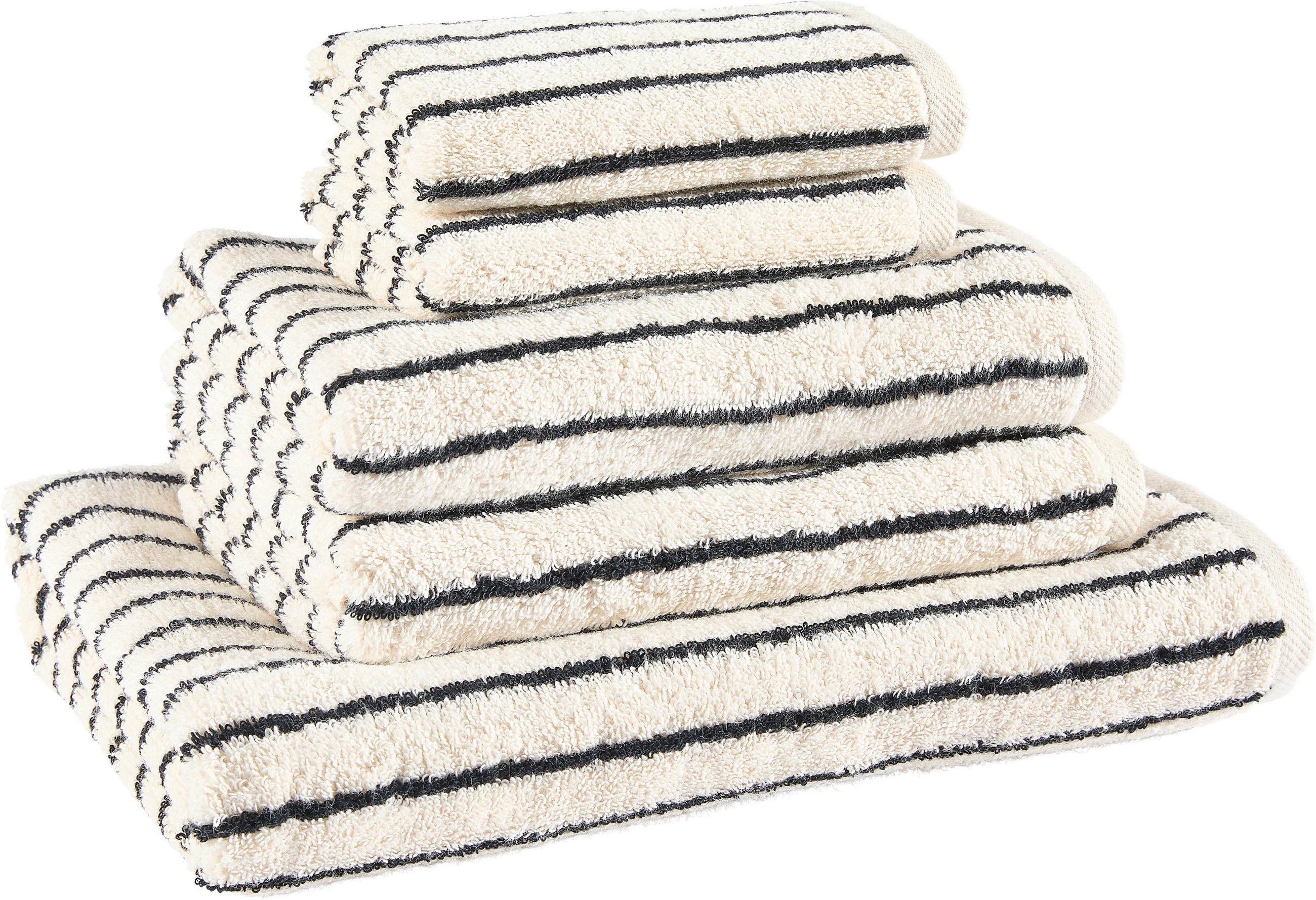 FROTTIERSET Schwarz, Ecru 5-teilig  - Ecru/Schwarz, KONVENTIONELL, Textil - Dieter Knoll