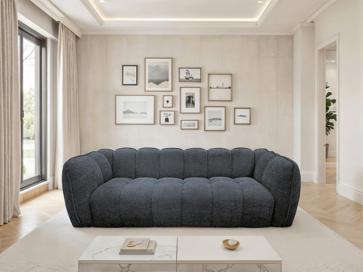 BIGSOFA Chenille Dunkelgrau  - Dunkelgrau/Schwarz, MODERN, Kunststoff/Textil (235/73/103cm) - Carryhome
