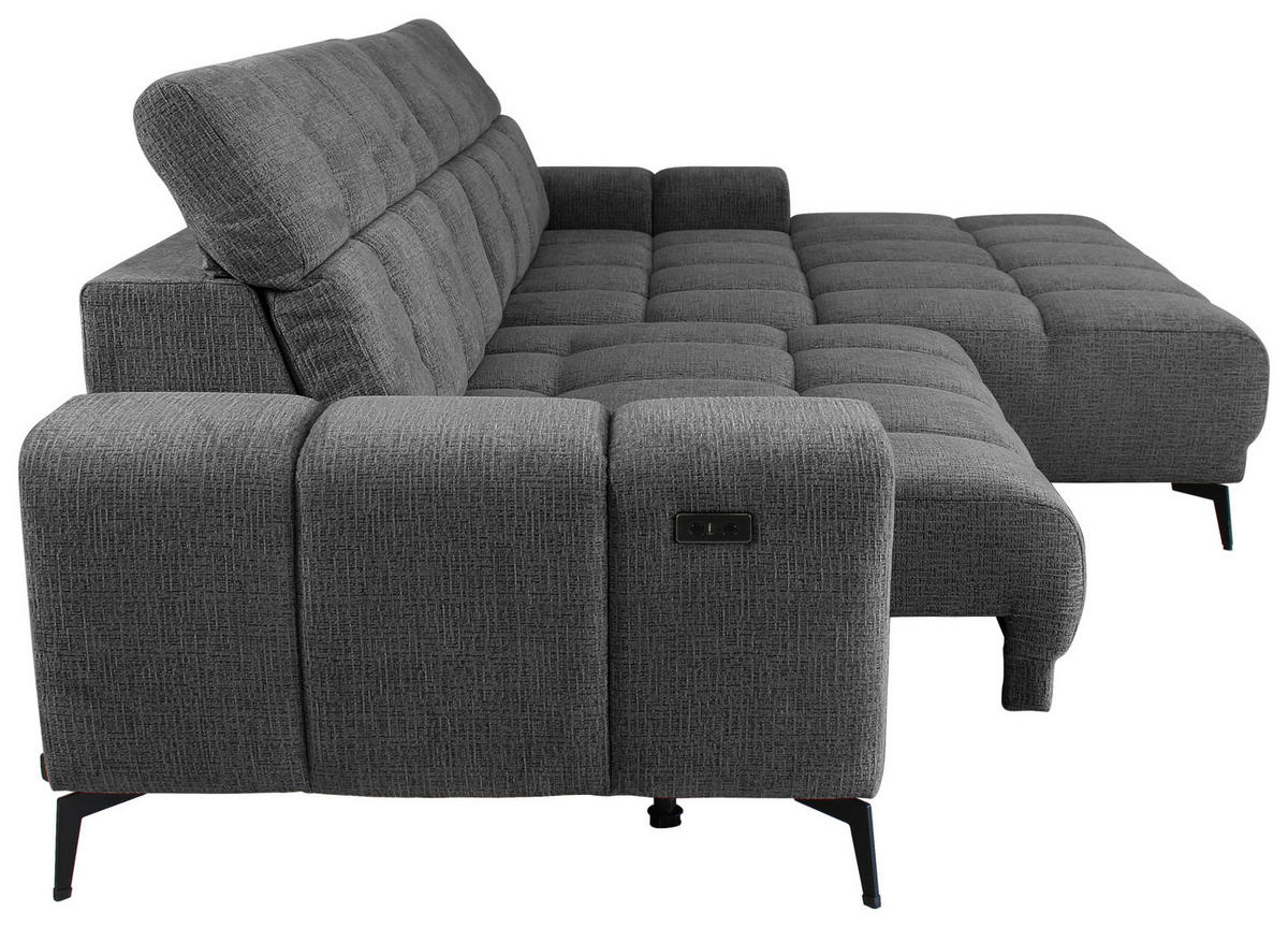 ECKSOFA inkl.Funktionen Anthrazit Chenille  - Anthrazit/Schwarz, MODERN, Textil/Metall (300/195cm) - Xora