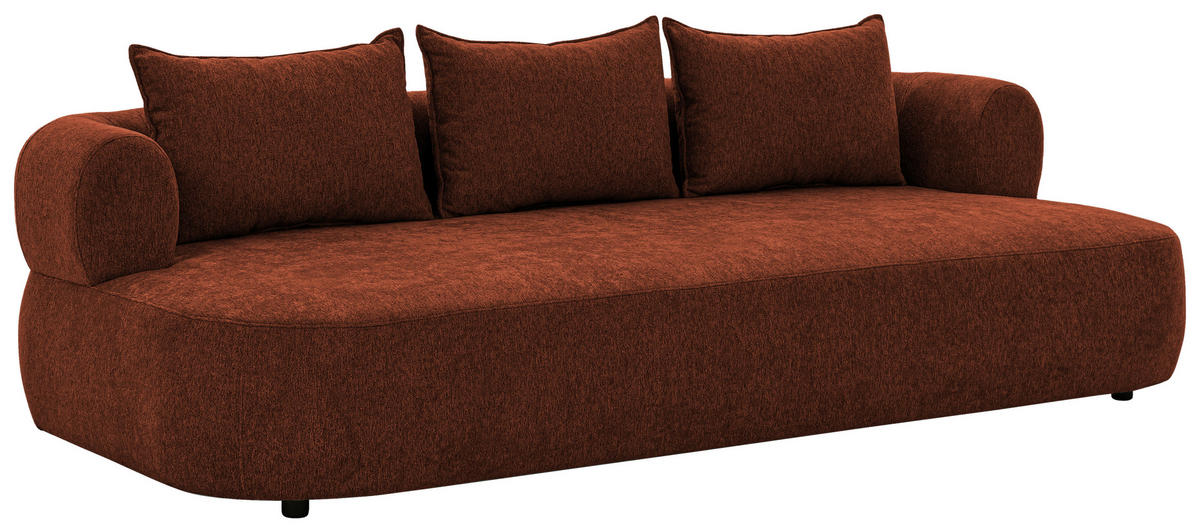 BIGSOFA Chenille Rostfarben  - Rostfarben/Schwarz, Design, Kunststoff/Textil (240/76/122cm) - Livetastic