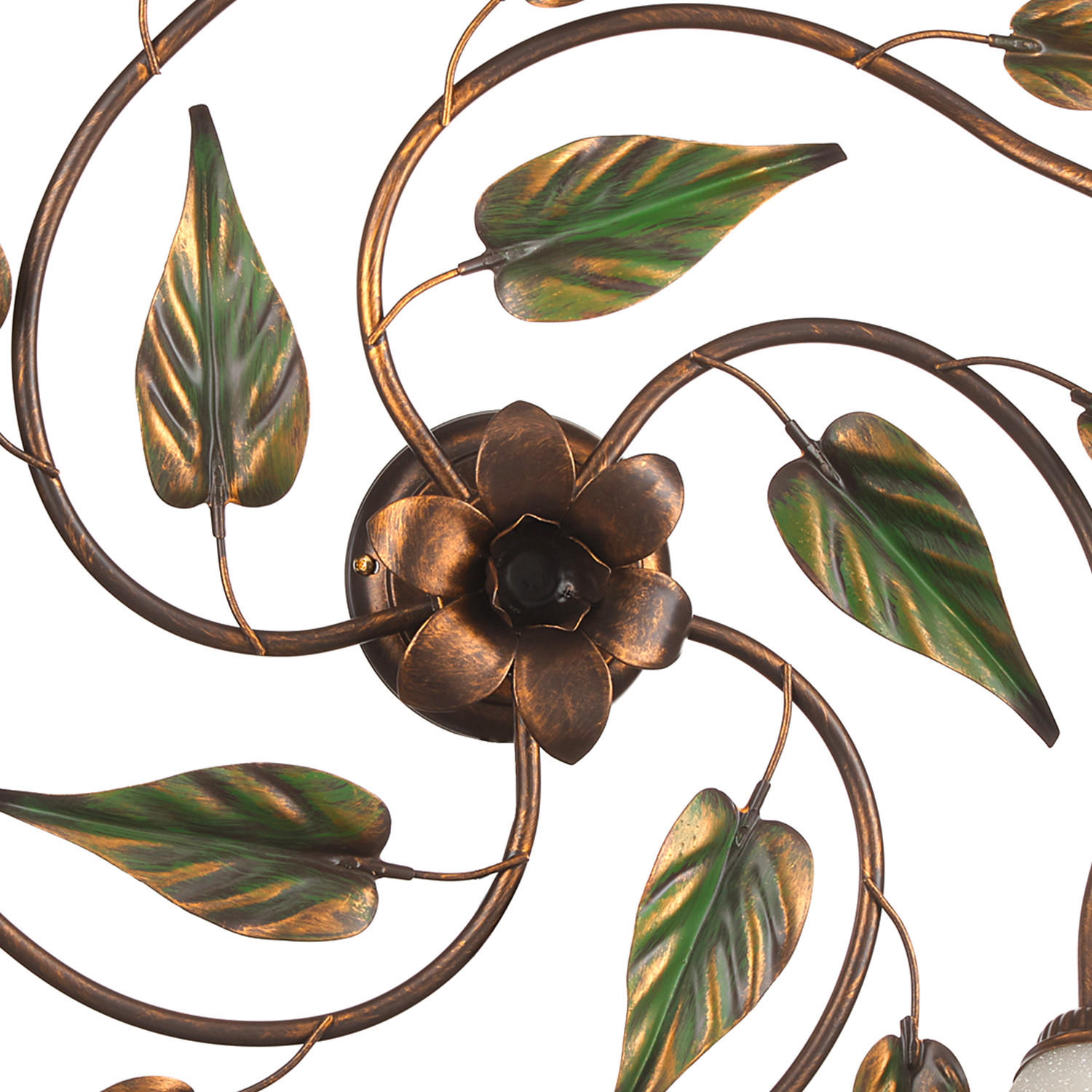 DECKENLEUCHTE 70/20/70 cm - Bronzefarben/Olivgrün, Natur, Glas/Metall (70/20/70cm)