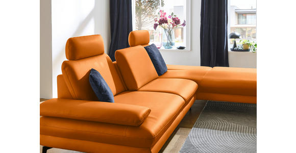 ECKSOFA in Echtleder Orange 308/195 cm - Schwarz/Orange, Design, Leder/Metall (308/195cm) - Dieter Knoll